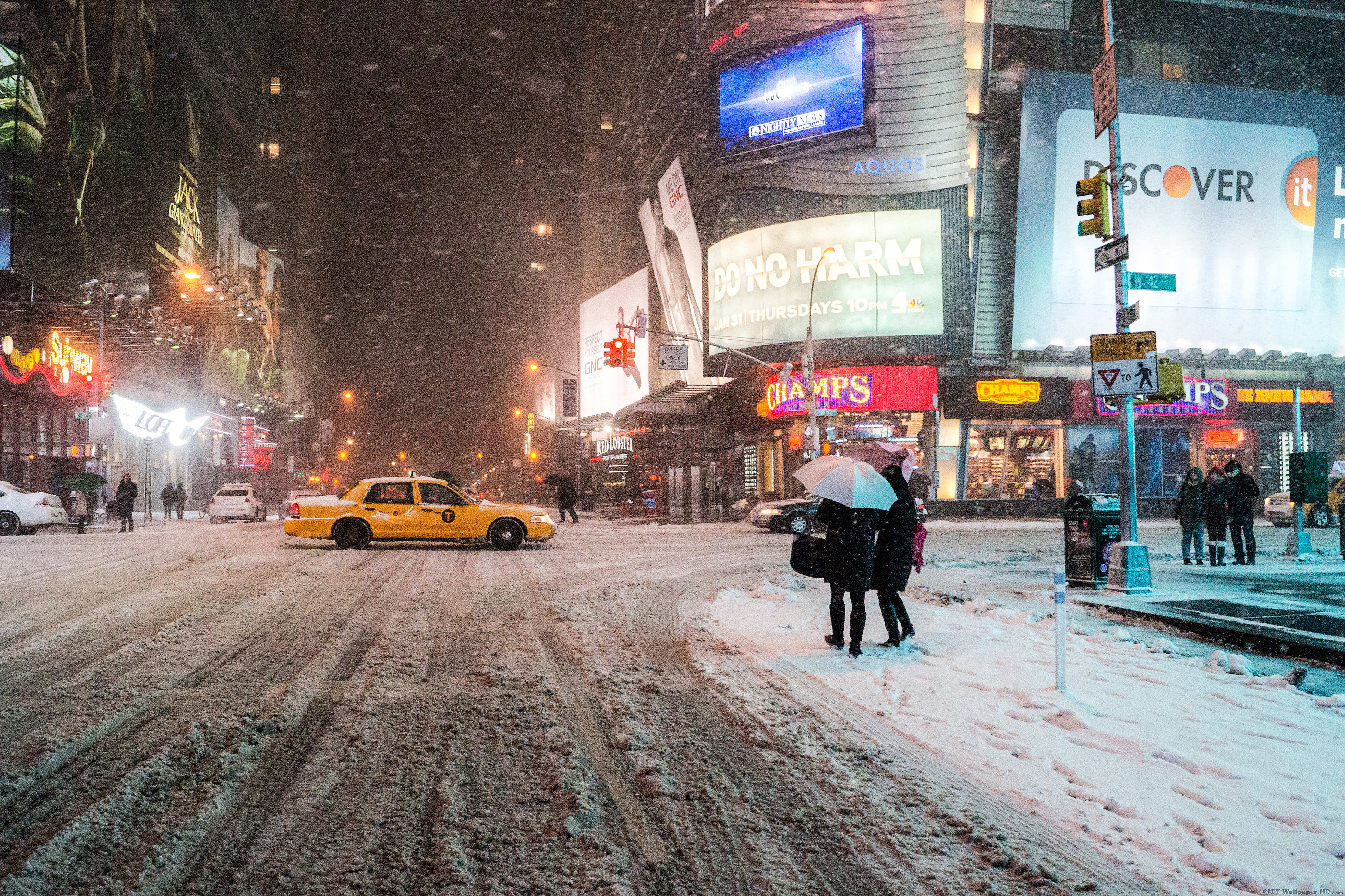 Snowy New York. Widescreen images of cities around the world. New york, snow .