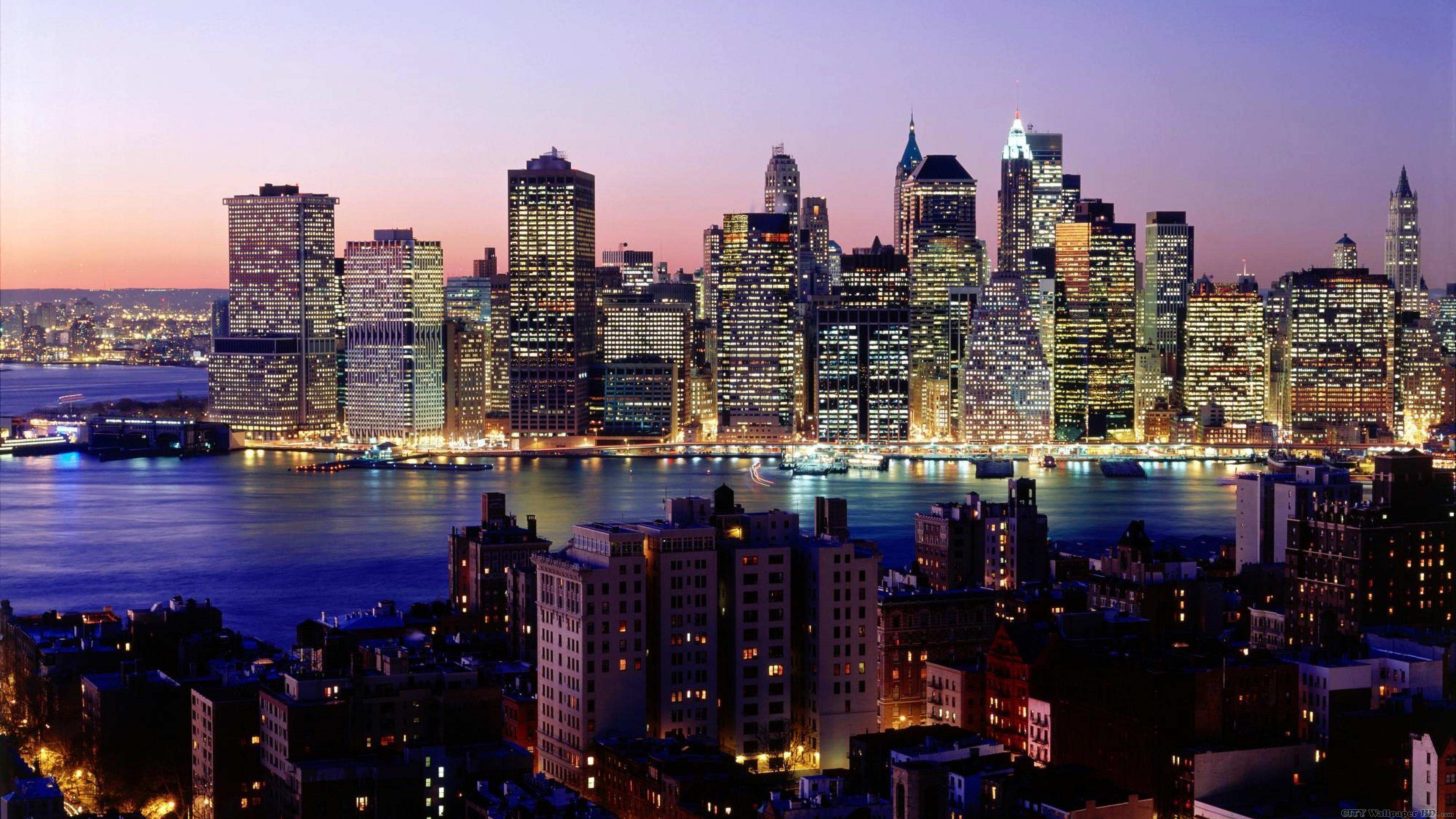 Night Lights Of New York Broad Backgrounds Of Cities And Countries For The Tablet New York Usa America