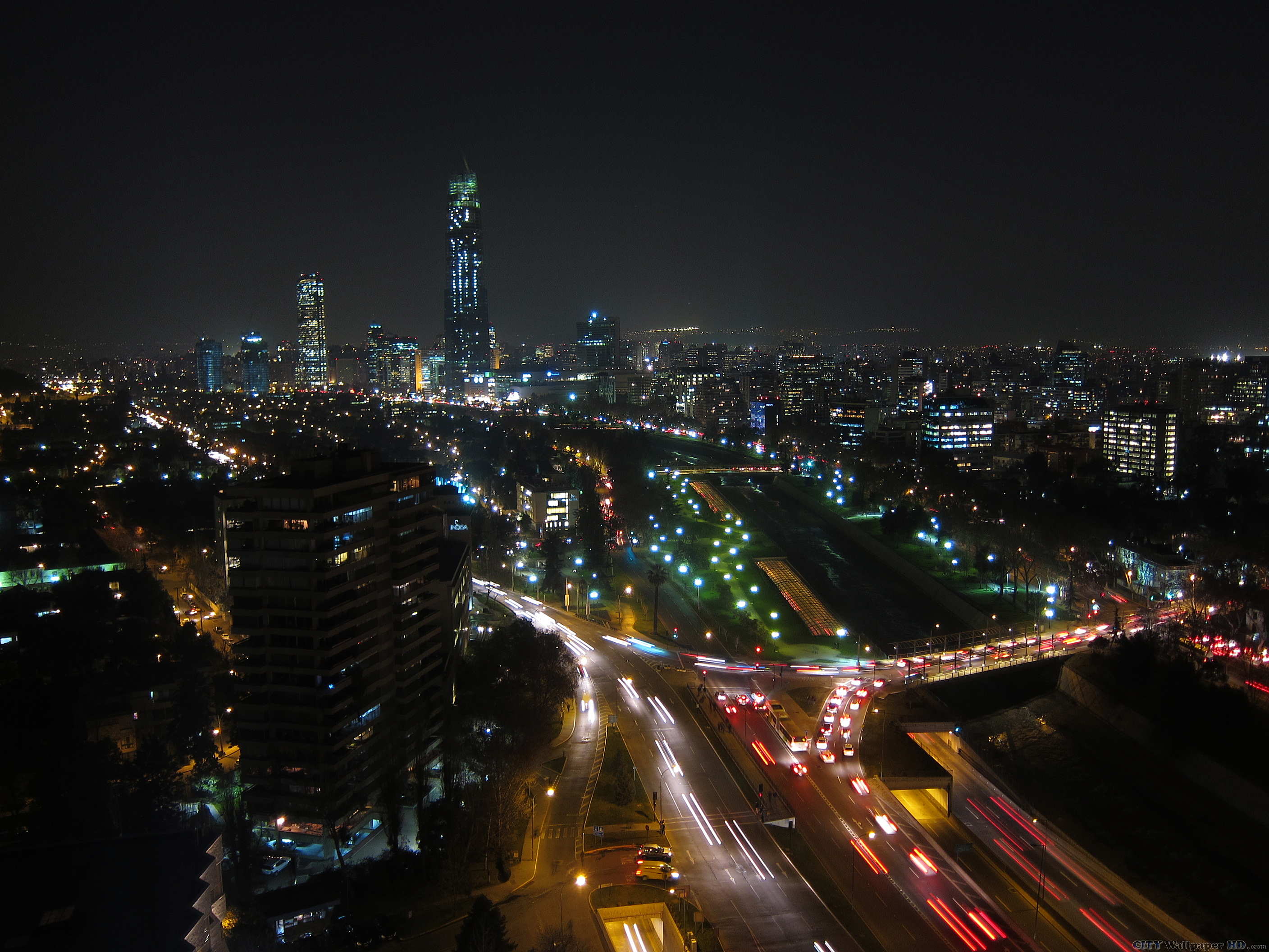 Noche de Santiago. Descargar fondos de pantalla ciudades. Santiago,  Santiago de Chile, Chile.