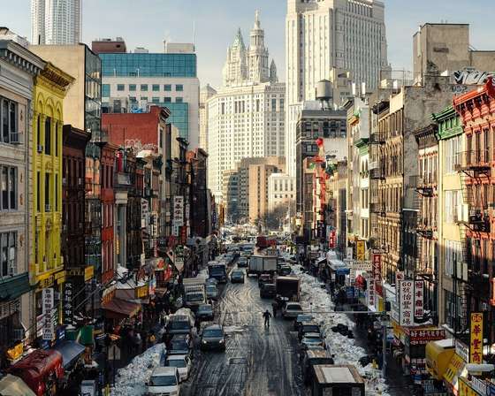 Ruidosa calle en Nueva York.