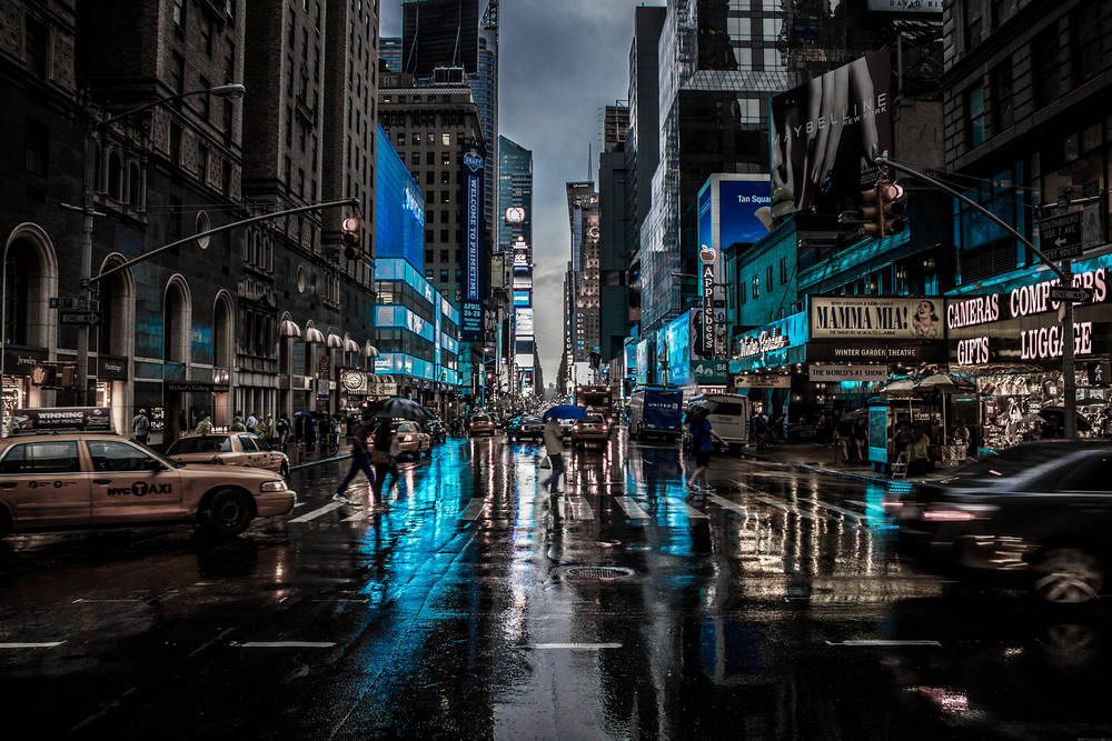 Night street in New York.