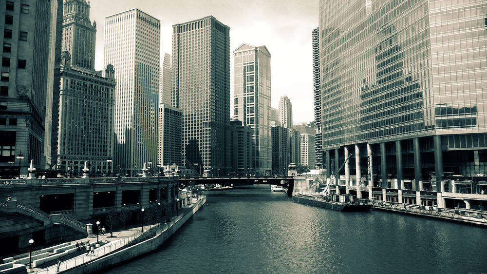 Chicagos Schwarz-Weiß-Foto.