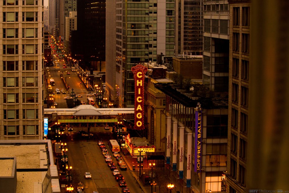 Widescreen Wallpaper con una splendida vista della città di Chicago.