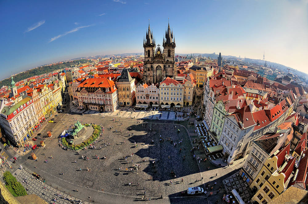 Piazza della Città Vecchia di Praga carta da parati.