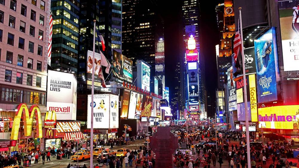Times Square en el fondo de pantalla HD noche.