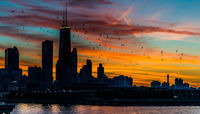 Pôr do sol em Chicago.